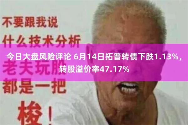 今日大盘风险评论 6月14日拓普转债下跌1.13%，转股溢价率47.17%