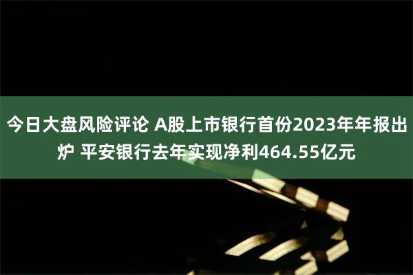 今日大盘风险评论 A股上市银行首份2023年年报出炉 平安银行去年实现净利464.55亿元