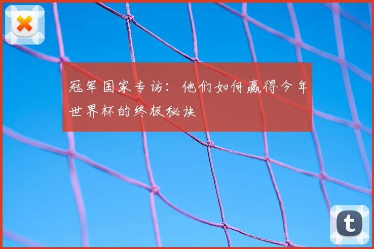 冠军国家专访:他们如何赢得今年世界杯的终极秘诀
